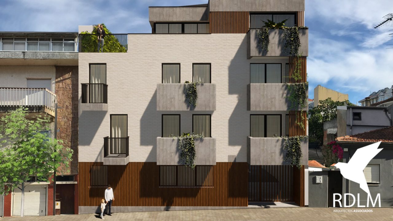 Edifício R11, em Espinho — alçado principal
