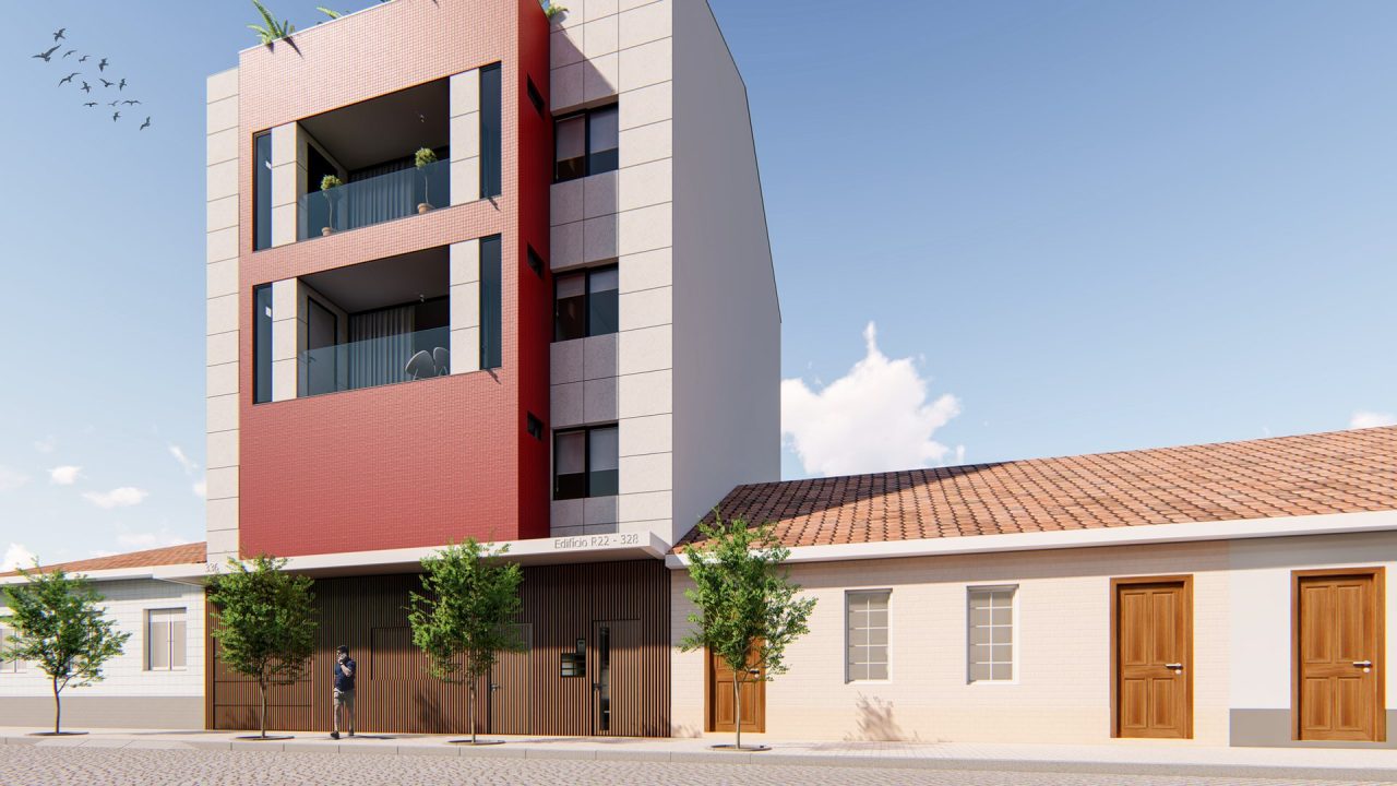Edifício R22, em Espinho — perspetiva geral do conjunto